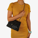 Chanel Paris Classic Medium Double Flap Bag Black Quilted Lambskin With Gold & Silver Tone Combo Hardware