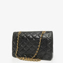 Chanel Paris Classic Medium Double Flap Bag Black Quilted Lambskin With Gold & Silver Tone Combo Hardware