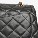 Chanel Paris Classic Medium Double Flap Bag Black Quilted Lambskin With Gold & Silver Tone Combo Hardware