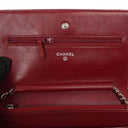 Chanel Patent Quilted Wallet On Chain WOC Red