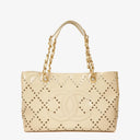 Chanel Perforated CC Quilted Patent Leather Tote Bag