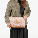 Chanel Pink Bandana Canvas Maxi Single Flap Shoulder Bag