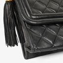 Chanel Quilted Black Lambskin Vintage Tassel Flap Bag