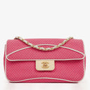 Chanel Quilted Jersey Pink White Single Flap Bag