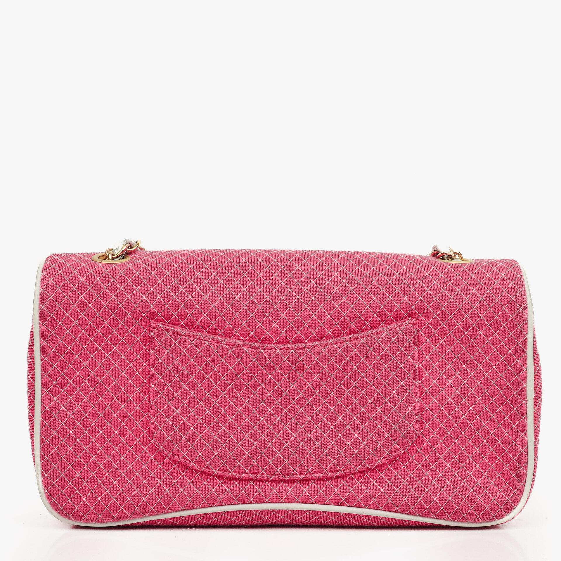 Chanel Quilted Jersey Pink White Single Flap Bag