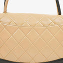 Chanel Quilted Lambskin Beige Black Single Flap