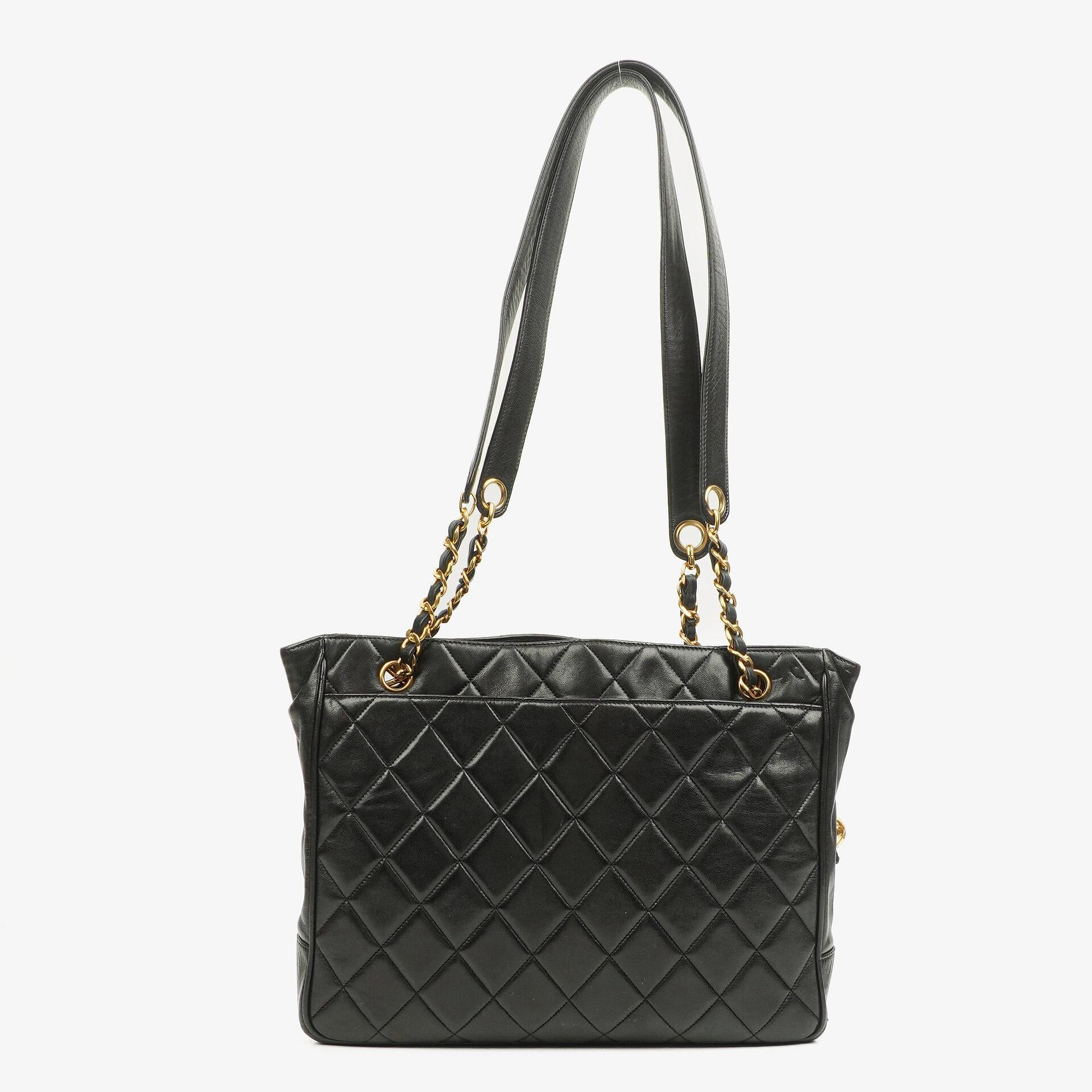 Chanel Quilted Lambskin Shopping Tote Black