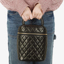 Chanel Dark Brown Quilted Leather Vanity Case