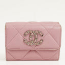 Chanel Quilted Pink Chanel 19 Small Flap Wallet