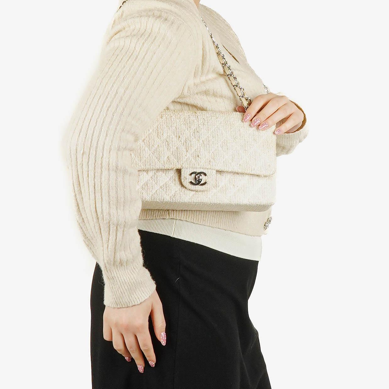 Chanel Quilted Tweed Medium Double Flap Bag
