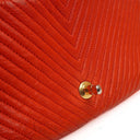 Chanel Red Chevron Quilted Distressed Calfskin Medium Classic Single Medallion Flap Gold Hardware