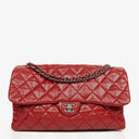 Chanel Red Maxi Lambskin 3 Accordion Flap Bag.