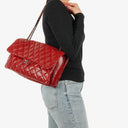 Chanel Red Maxi Lambskin 3 Accordion Flap Bag.