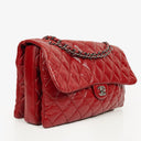 Chanel Red Maxi Lambskin 3 Accordion Flap Bag.
