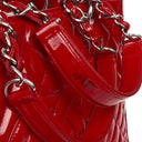 Chanel Red Quilted Patent Leather Grand Shopping Tote Bag