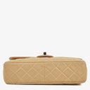 Chanel Single Flap Bag Beige Quilted Lambskin With Black Hardware