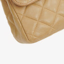 Chanel Single Flap Bag Beige Quilted Lambskin With Black Hardware