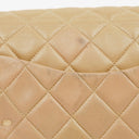Chanel Single Flap Bag Beige Quilted Lambskin With Black Hardware