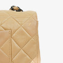 Chanel Single Flap Bag Beige Quilted Lambskin With Black Hardware