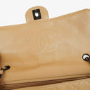 Chanel Single Flap Bag Beige Quilted Lambskin With Black Hardware
