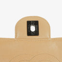 Chanel Single Flap Bag Beige Quilted Lambskin With Black Hardware