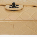 Chanel Single Flap Bag Beige Quilted Lambskin With Black Hardware