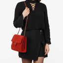 Chanel Single Flap Bag In Red Quilted Suede With 24K Gold-Plated Hardware