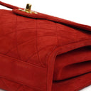 Chanel Single Flap Bag In Red Quilted Suede With 24K Gold-Plated Hardware