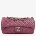 Chanel Single Flap Bag Quilted Lambskin Silver Toned Hardware