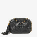 Chanel Small Camera Tassel Black Leather Crossbody Bag