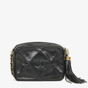 Chanel Small Camera Tassel Black Leather Crossbody Bag