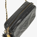 Chanel Small Camera Tassel Black Leather Crossbody Bag