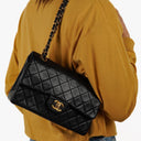 Chanel Small Classic Black Quilted Lambskin Double Flap Bag With 24K Gold-Plated Hardware
