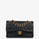 Chanel Small Classic Black Quilted Lambskin Double Flap Bag With 24K Gold-Plated Hardware