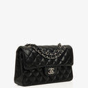 Chanel Small Classic Black Quilted Lambskin Double Flap Bag With Silver-Tone Hardware
