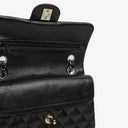Chanel Small Classic Black Quilted Lambskin Double Flap Bag With Silver-Tone Hardware