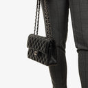 Chanel Small Classic Black Quilted Lambskin Double Flap Bag With Silver-Tone Hardware