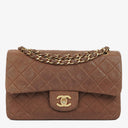 Chanel Small Classic Brown Quilted Lambskin Double Flap Bag With 24K Gold-Plated Hardware