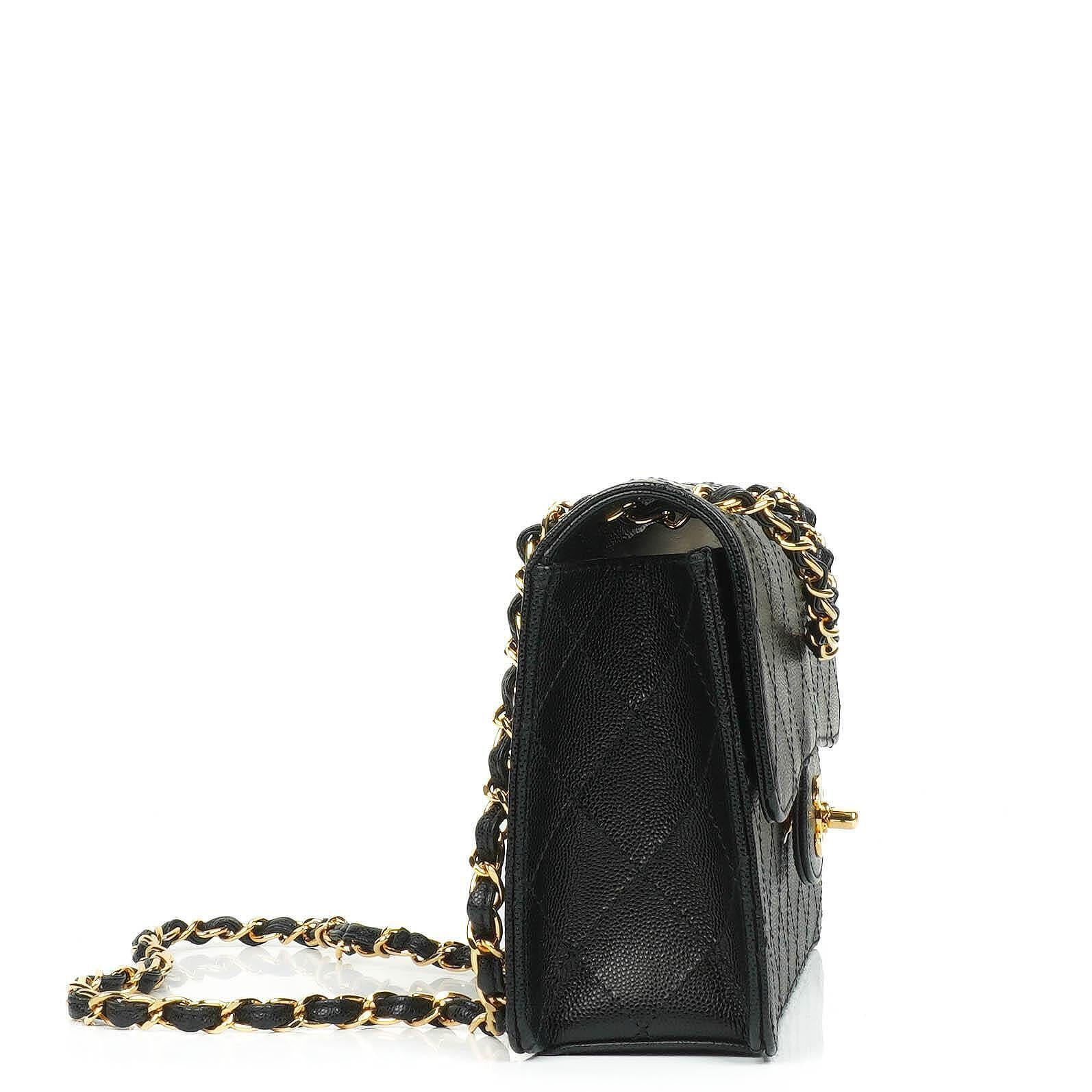 Chanel Small Classic Flap Bag Black Caviar 24K Gold Hardware