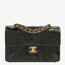 Chanel Small Classic Single Flap Bag Black Patent Quilted Leather With 24K Gold-Plated Hardware