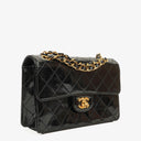 Chanel Small Classic Single Flap Bag Black Patent Quilted Leather With 24K Gold-Plated Hardware