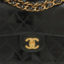 Chanel Small Classic Single Flap Bag Black Patent Quilted Leather With 24K Gold-Plated Hardware