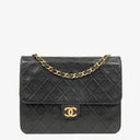 Chanel Small Classic Single Flap Bag In Navy Quilted Lambskin With 24K Gold-Plated Hardware