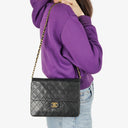 Chanel Small Classic Single Flap Bag In Navy Quilted Lambskin With 24K Gold-Plated Hardware
