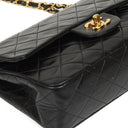 Chanel Small Classic Vintage Black Quilted Lambskin Double Flap Bag With 24K Gold-Plated Hardware