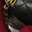 Chanel Small Classic Vintage Black Quilted Lambskin Double Flap Bag With 24K Gold-Plated Hardware