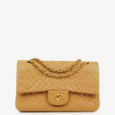 Chanel Small Classic Vintage Double Flap Bag Beige Quilted Lambskin 24K Gold-Plated Hardware