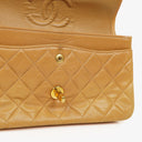 Chanel Small Classic Vintage Double Flap Bag Beige Quilted Lambskin 24K Gold-Plated Hardware