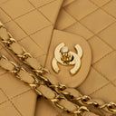 Chanel Small Classic Vintage Double Flap Bag Beige Quilted Lambskin 24K Gold-Plated Hardware