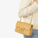 Chanel Small Classic Vintage Double Flap Bag Beige Quilted Lambskin 24K Gold-Plated Hardware